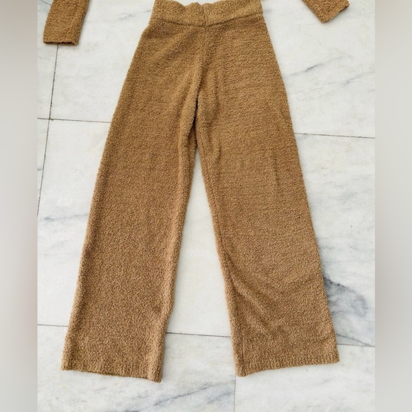 Dynamite Lounge Set 3 Piece Wide Leg Robe Pants Top Boucle Brown Women S/M Cozy - Picture 5 of 15